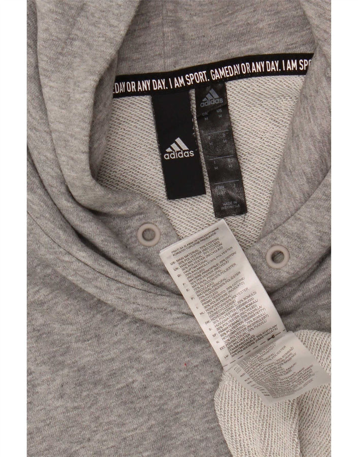 Adidas Mens Hoodie Jumper Medium Grey Cotton