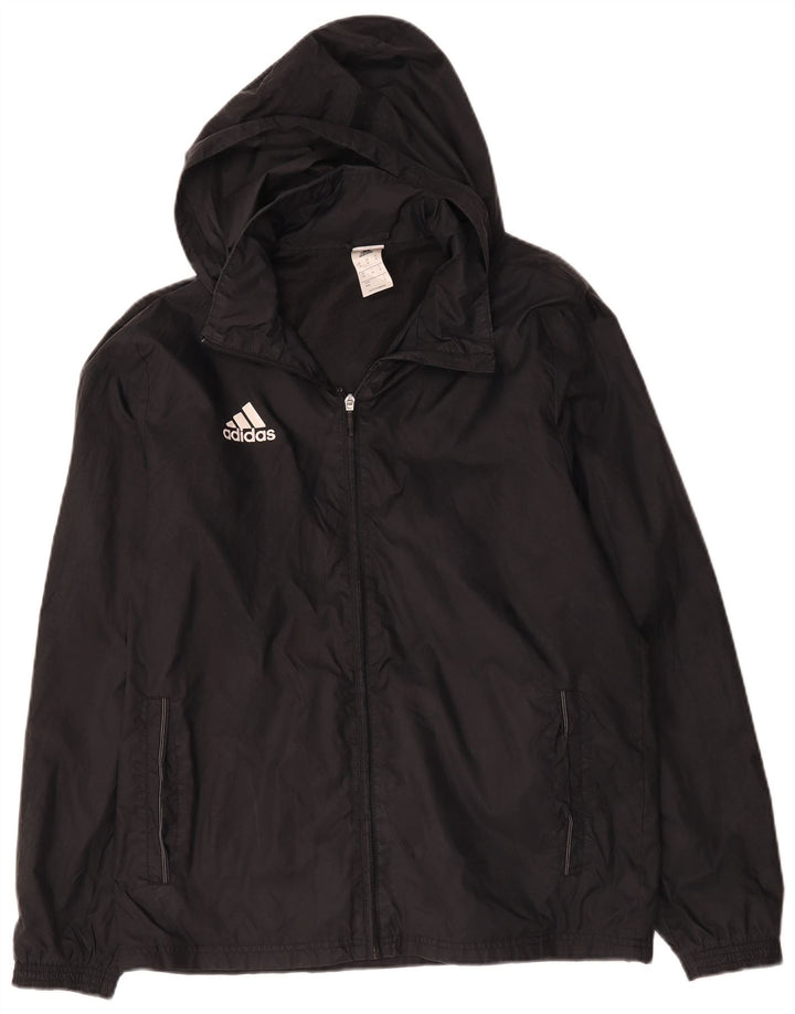 Giacca antipioggia con cappuccio da uomo Adidas UK 38 Medium Nero Poliammide