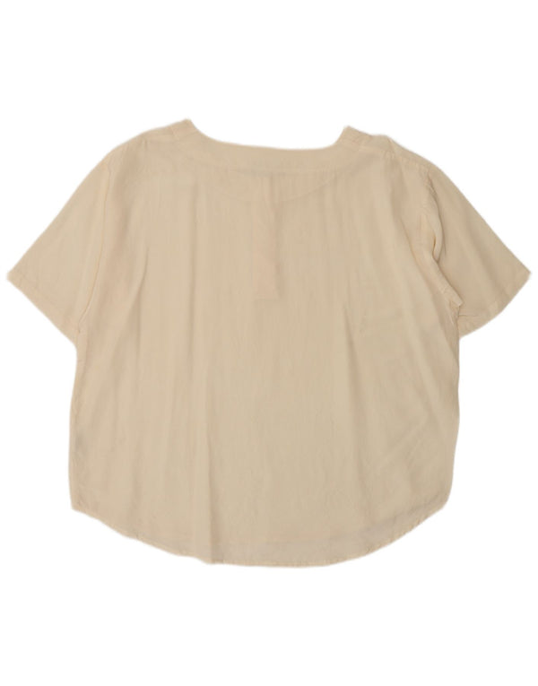 Vintage női blúz felső UK 18 XL bézs selyem