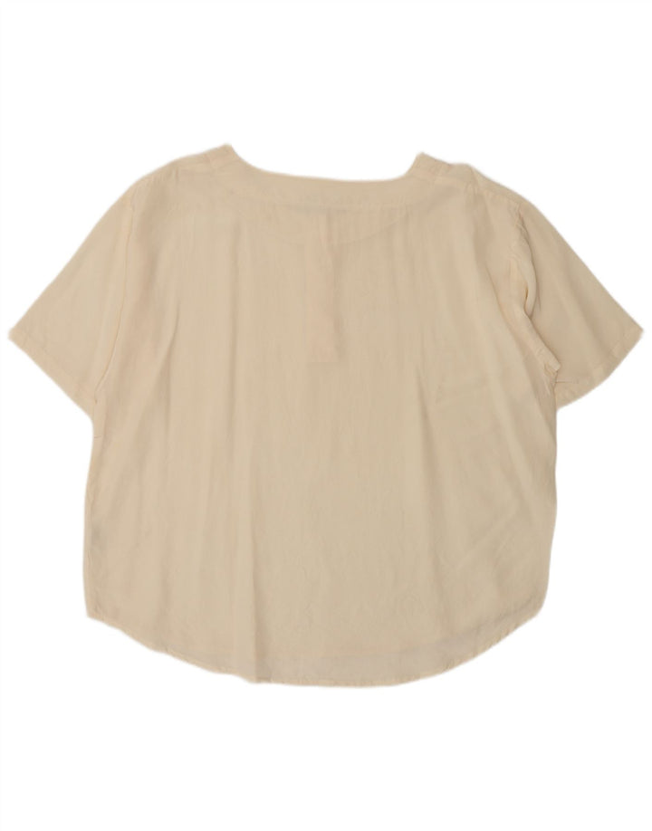 Vintage Womens Blouse Top UK 18 XL Beige Silk