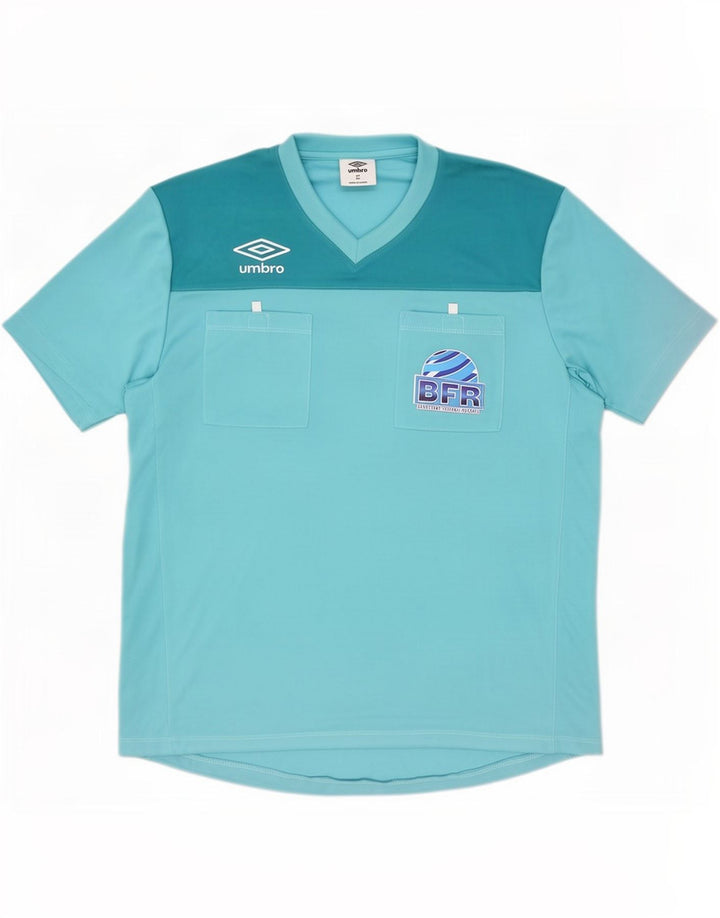 Umbro Mens Graphic T-Shirt Top XL Blue Colourblock Polyester