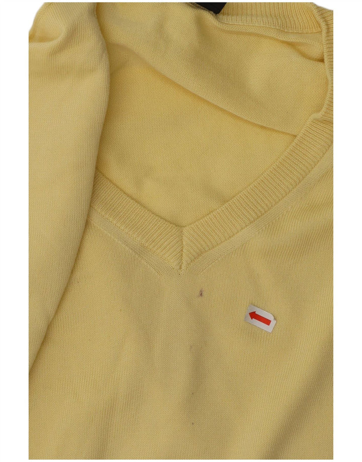 Suéter masculino HUGO BOSS com decote em V IT 54 XL algodão amarelo
