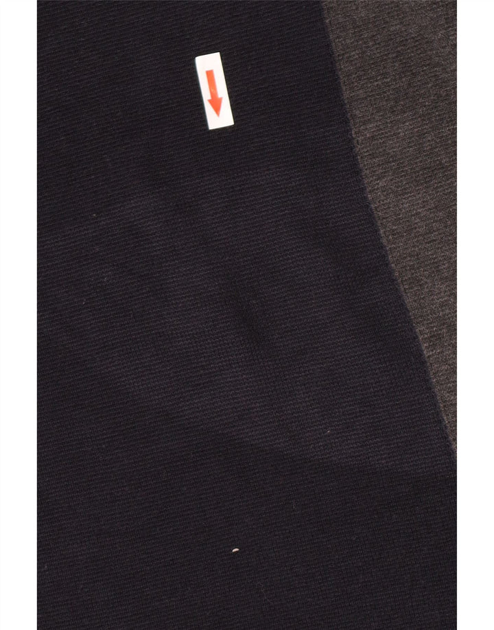 Zara Mens Top Long Sleeve Medium Navy Blue Colourblock Acrylic