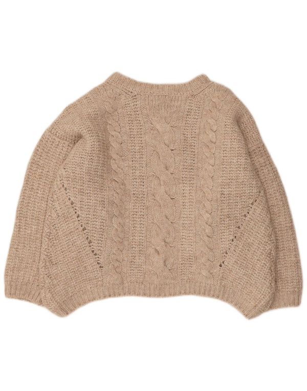 Gas Maglione da donna corto con scollo a barca oversize UK 10 piccolo Beige