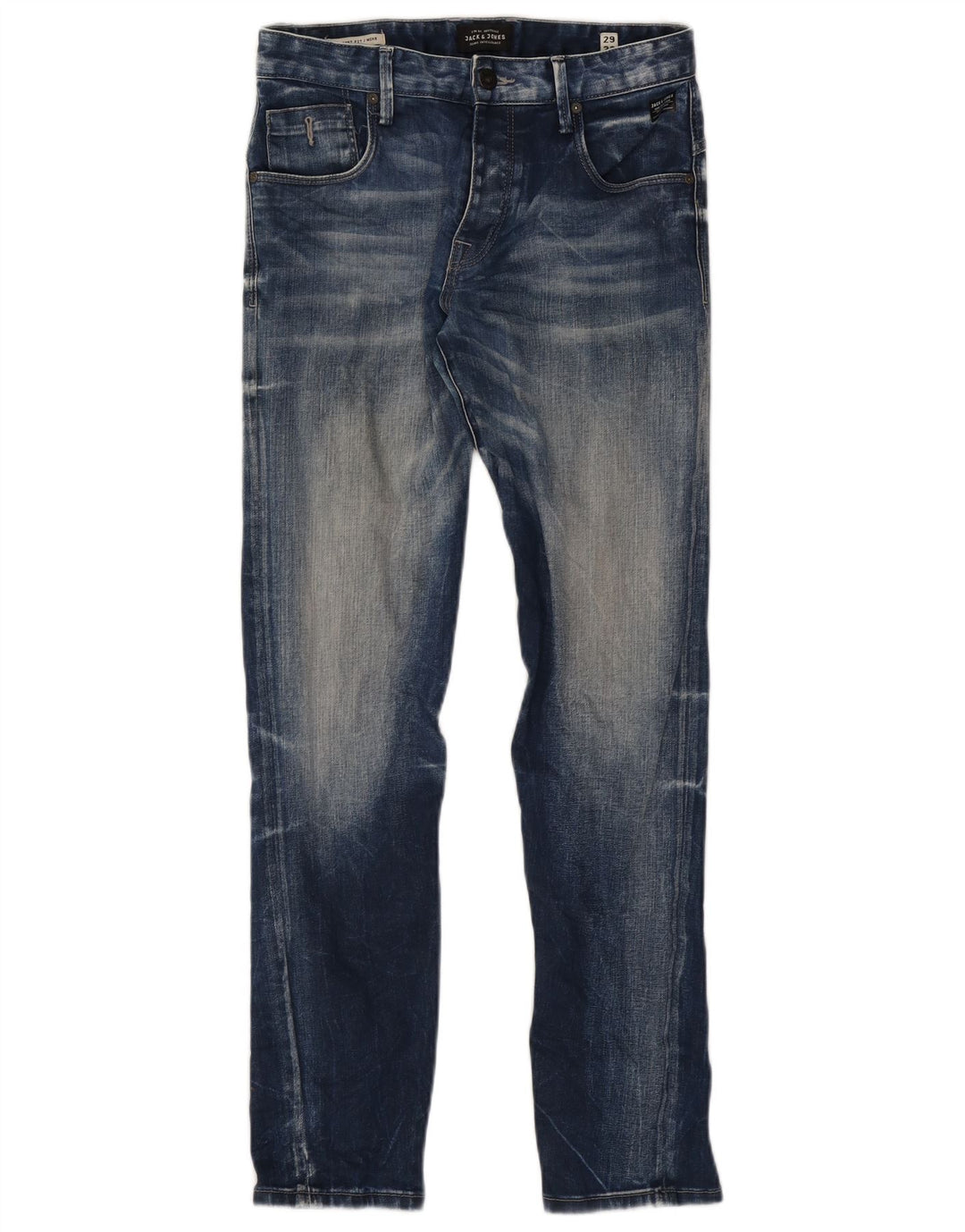 Jack & Jones Mens Mike Straight Jeans W29 L32 Blue Cotton