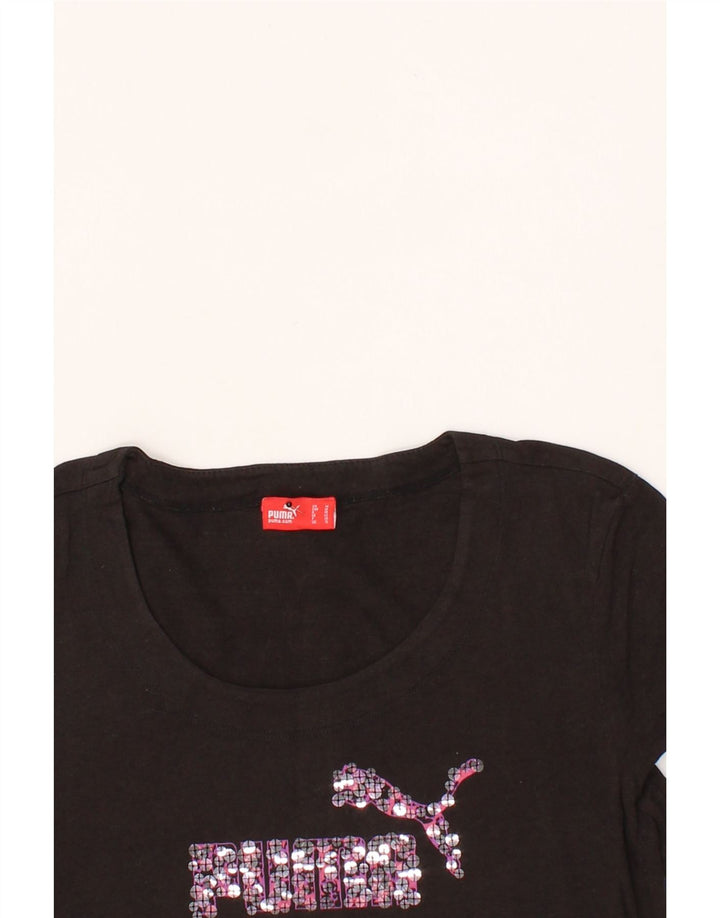 PUMA Womens Graphic T-Shirt Top UK 12 Medium Black Vintage Puma and Second-Hand Puma from Messina Hembry 