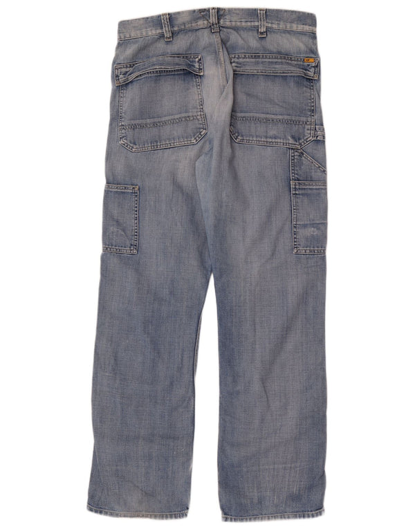 Meltin' Pot Mens Cargo Straight Jeans W36 L33 Blue Cotton