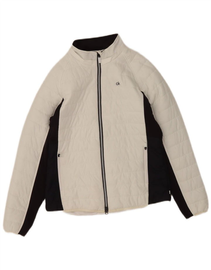 Calvin Klein polstret golfjakke til kvinder UK 12 Medium White Colourblock