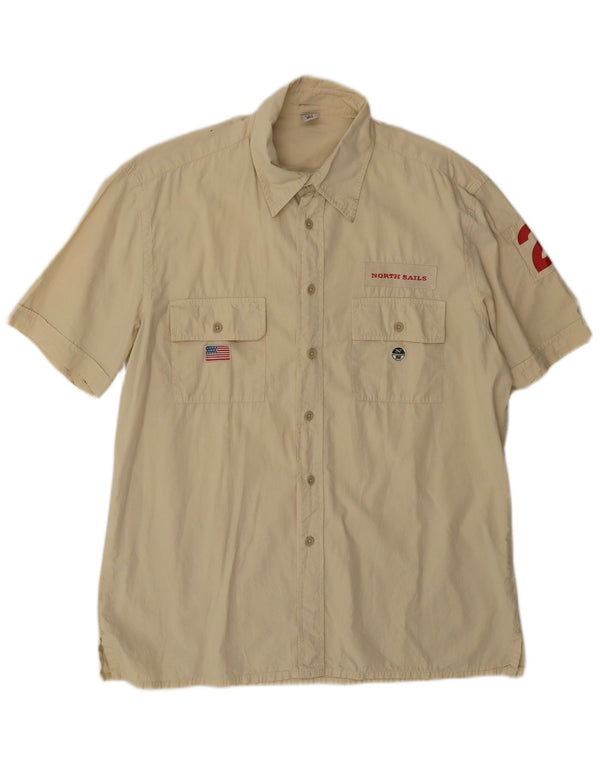 Camisa masculina de manga curta gráfica North Sails XL bege algodão
