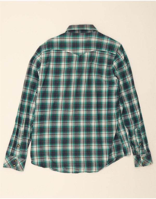 LEE Mens Shirt Large Green Check Cotton