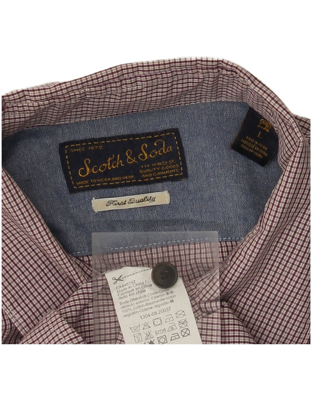 SCOTCH & SODA Mens Shirt Large Maroon Check Cotton