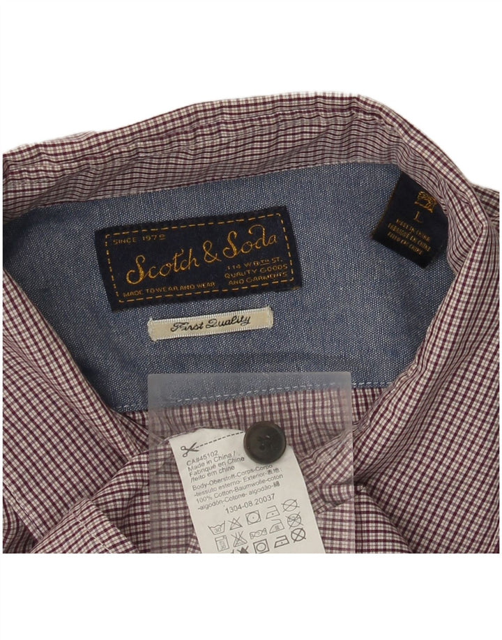 SCOTCH & SODA Mens Shirt Large Maroon Check Cotton