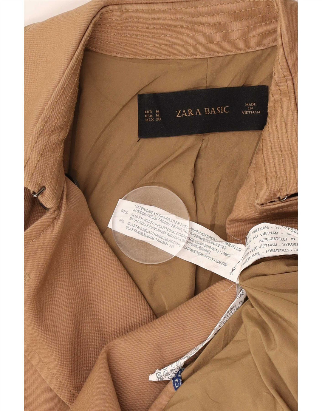 Trench da donna Zara UK 14 Cotone beige medio