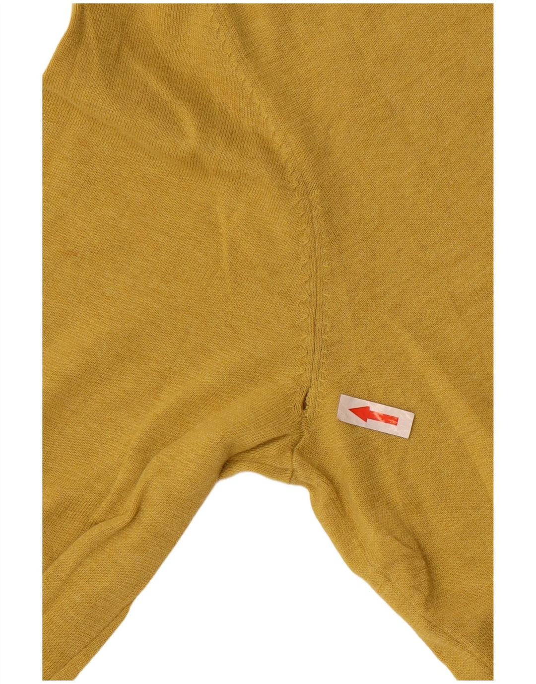 Massimo Dutti Mens V-Neck Jumper Sweater Large Yellow Cotton
