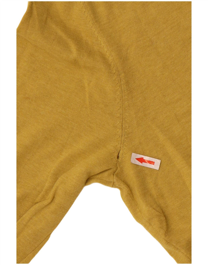 Massimo Dutti Mens V-Neck Jumper Sweater Large Yellow Cotton