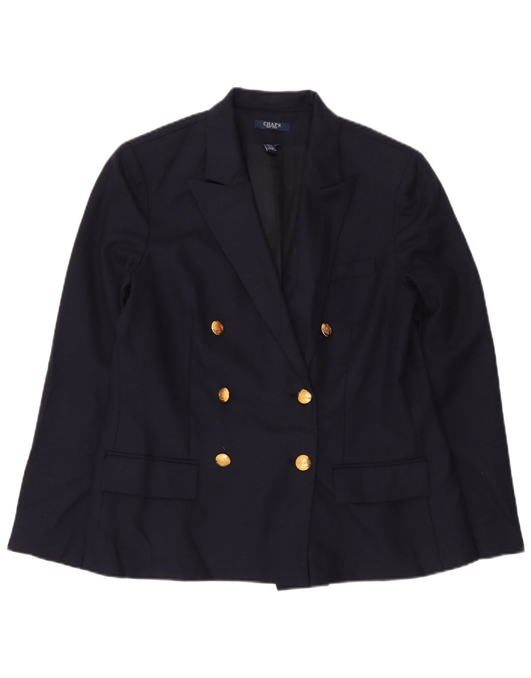 Chaps Womens Double Breasted Blazer Jacket US 14 XL Navy Blue Wool