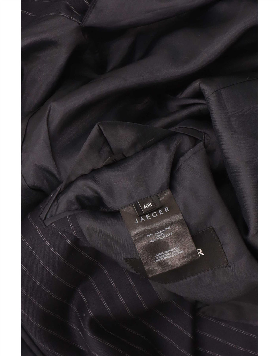 Jaeger Herren-Blazer mit 2 Knöpfen, UK 40, große marineblaue Nadelstreifenwolle
