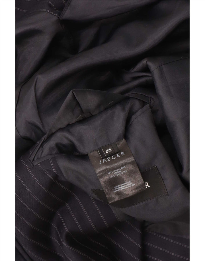 Jaeger Herren-Blazer mit 2 Knöpfen, UK 40, große marineblaue Nadelstreifenwolle