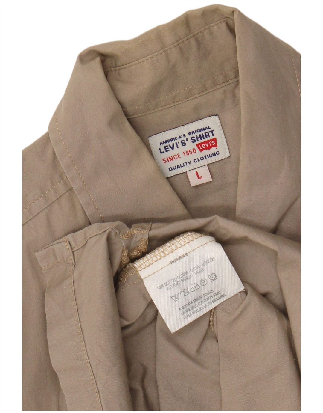 Koszula męska z krótkim rękawem Levi's, duża, beżowa, bawełniana