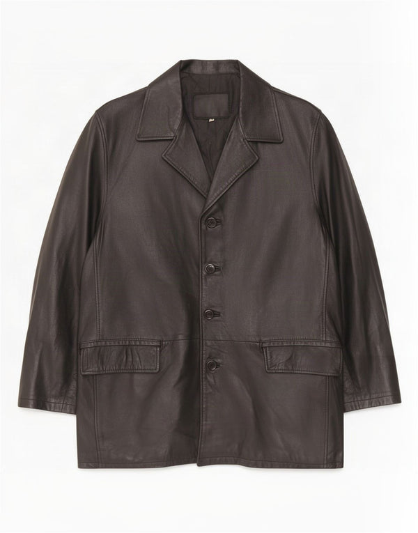 Casaco de couro masculino vintage UK 40 grande preto