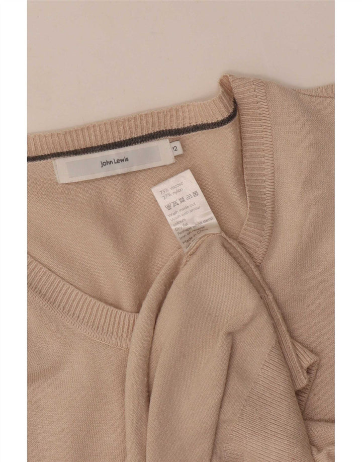 John Lewis Womens Cardigan Sweater UK 12 Medium Beige Viscose