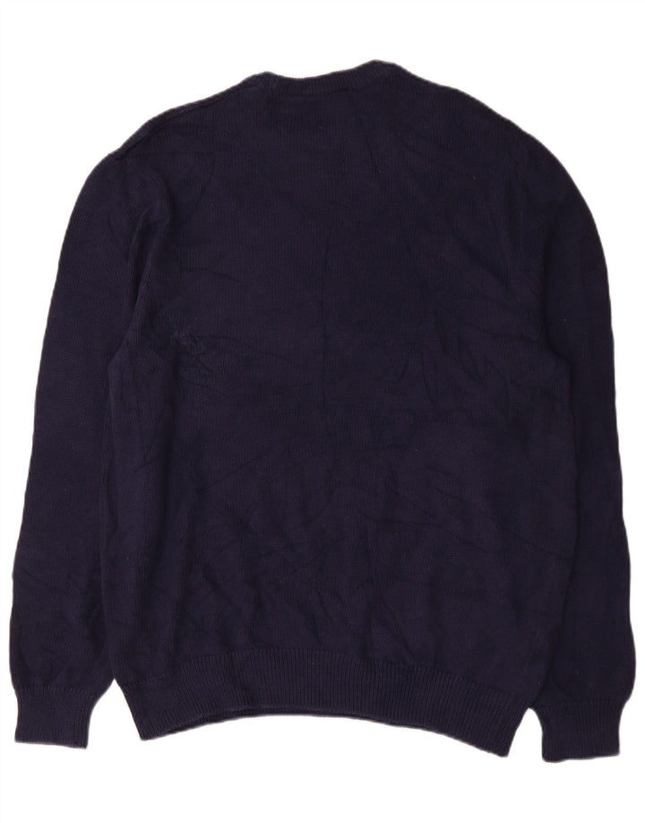 Chaps Mens Crew Neck Jumper Sweater Large Navy Blue Cotton