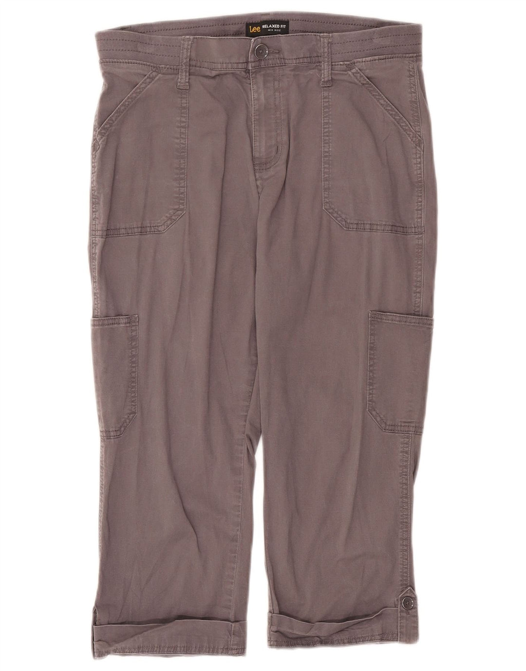 Lee Womens Mid Rise Capri Trousers US 8 Medium W27 L19 Grey Cotton