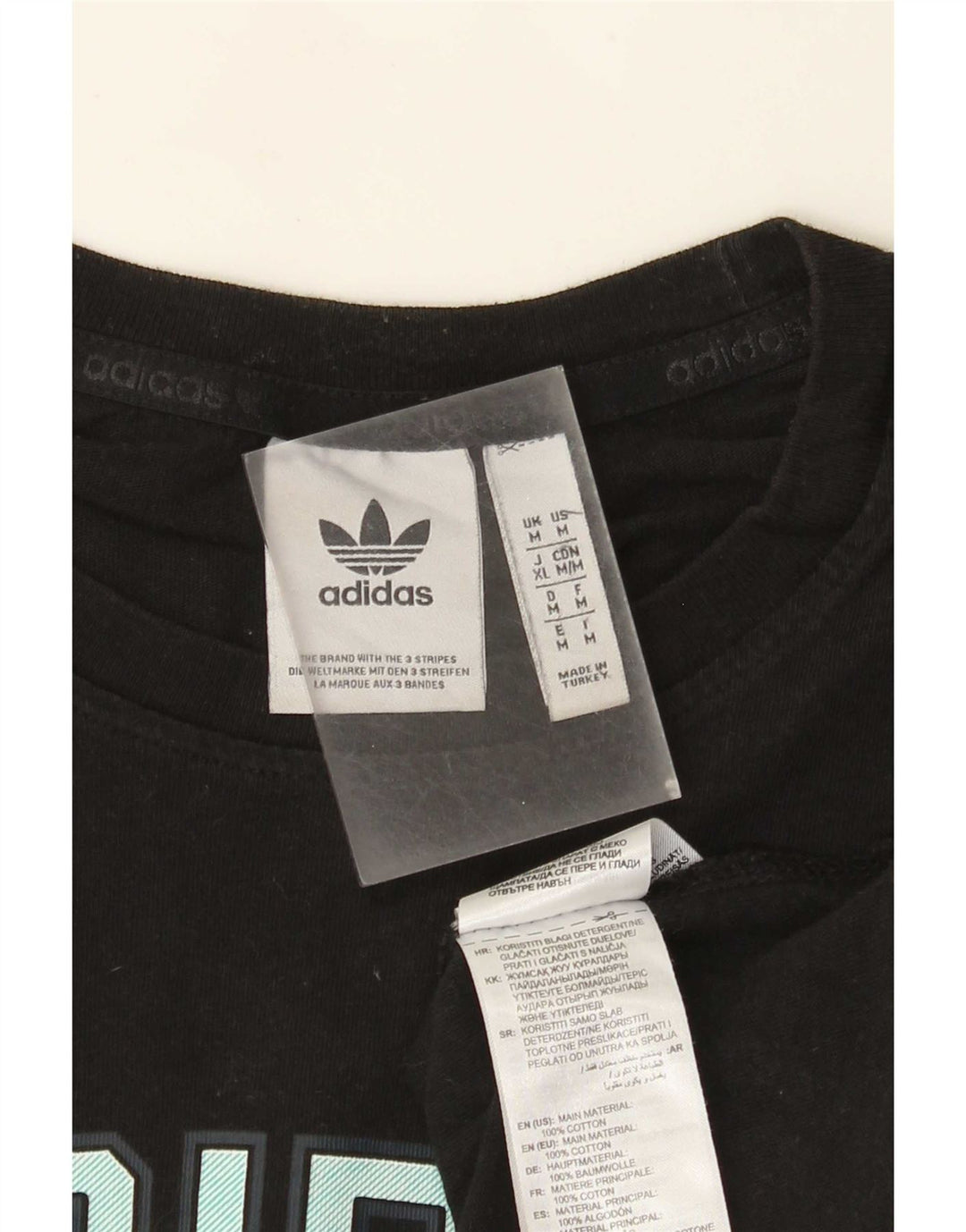 T-shirt grafica da uomo Adidas Top in cotone nero medio