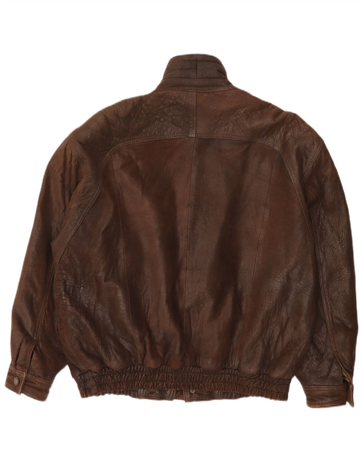 Vintage Mens Leather Jacket IT 52 XL Brown