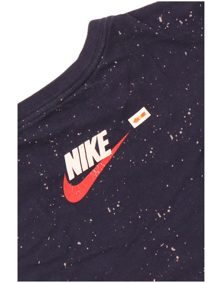 Nike Mens Athletic Cut Graphic T-Shirt Top Medium Navy Blue Flecked