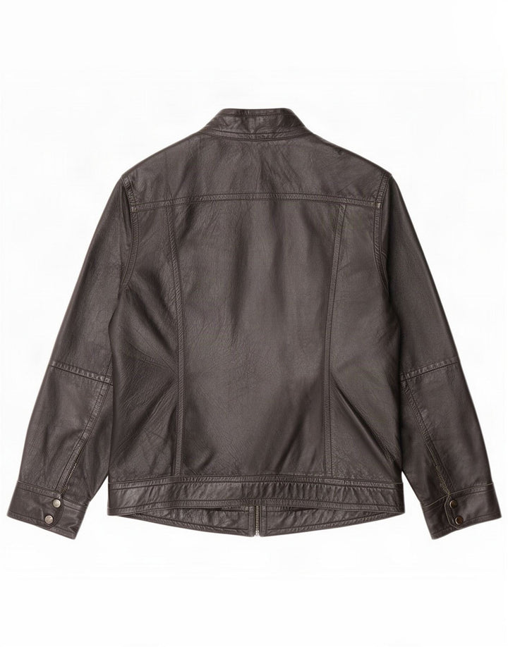 Chaqueta de cuero vintage para mujer UK 46 Large Black