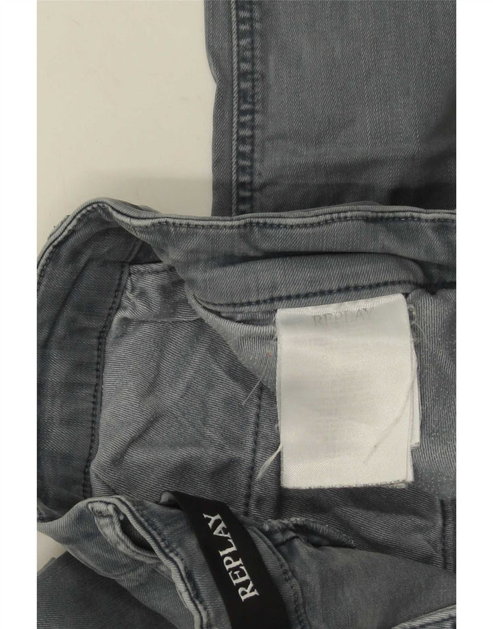 Replay Mens Slim Jeans W34 L32 Grey Cotton