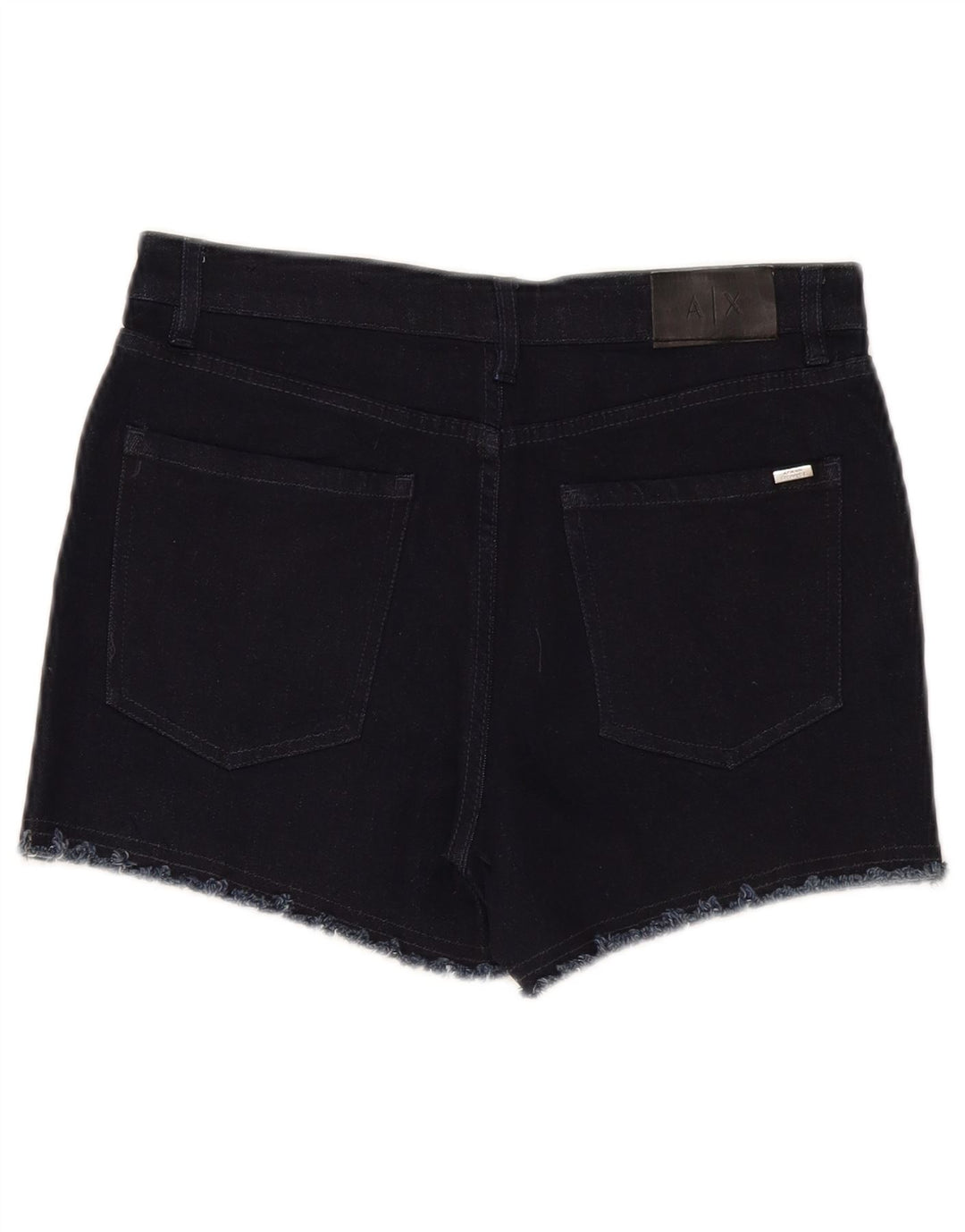 Armani Exchange Womens Mid Rise Denim Shorts W26 Small Black Cotton