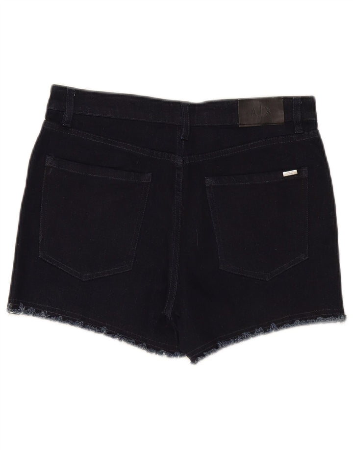 Armani Exchange Womens Mid Rise Denim Shorts W26 Small Black Cotton