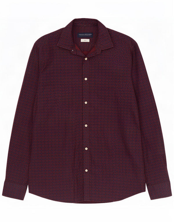 Jack & Jones Mens Shirt Small Burgundy Floral Cotton