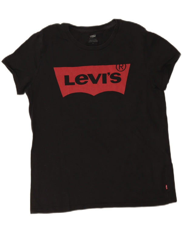 Damska koszulka z grafiką Levi's Top UK 12, średnia czarna bawełna