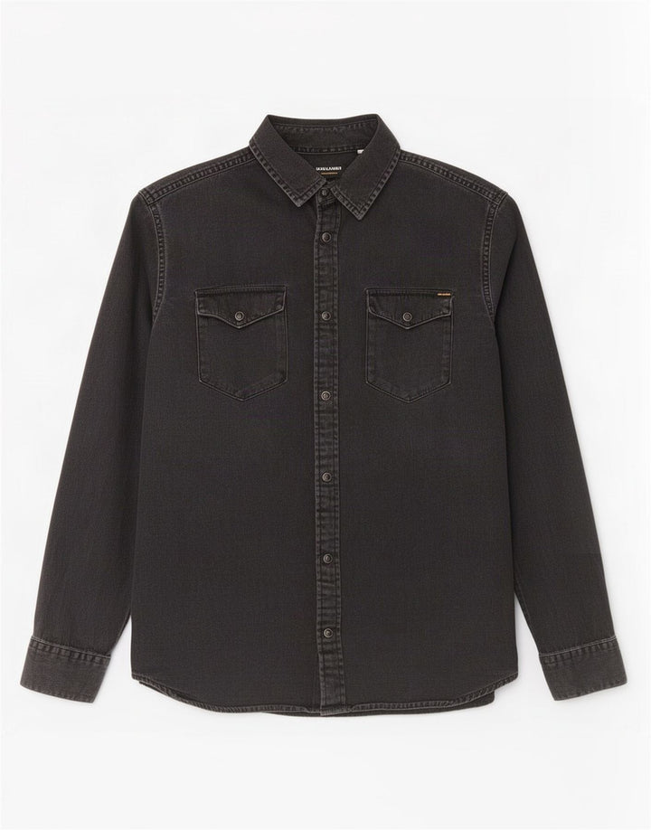 Jack & Jones Mens Denim Shirt Large Black Cotton