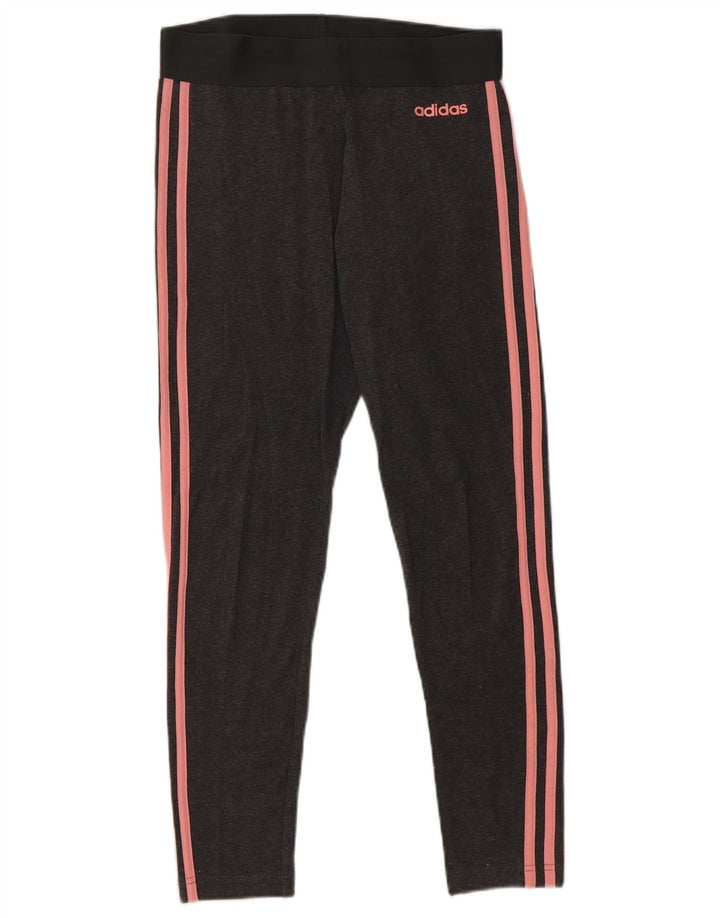 Adidas Womens Crop Leggings UK 12/14 Medium Grey Cotton