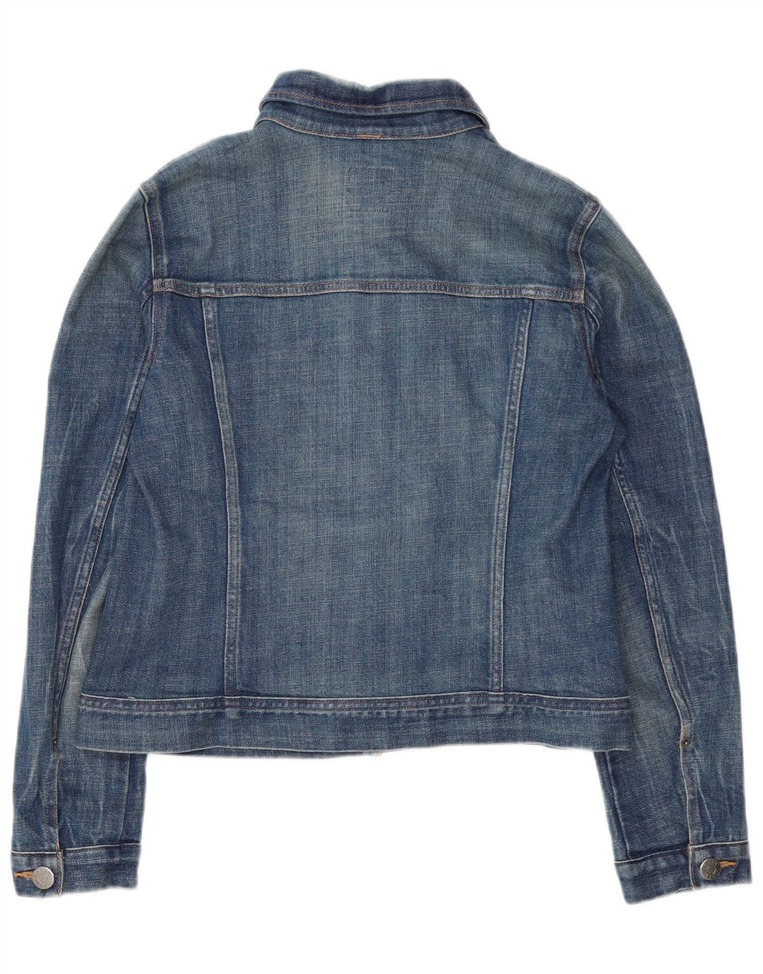 J. CREW Womens Crop Denim Jacket UK 10 Small Blue Cotton