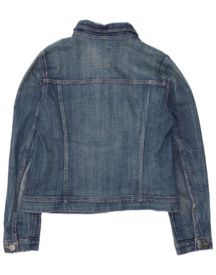 J. CREW Womens Crop Denim Jacket UK 10 Small Blue Cotton