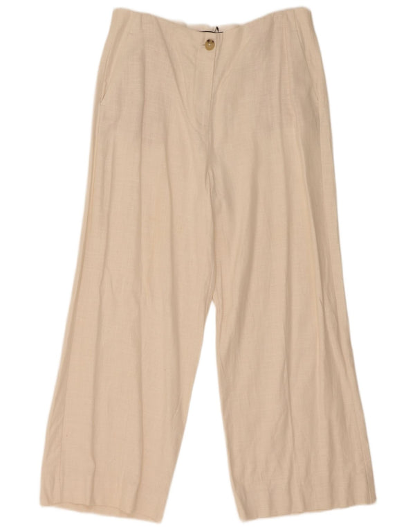 Marks & Spencer Womens High Waist Chino Trousers UK 14 Large W34 L27 Off Wh