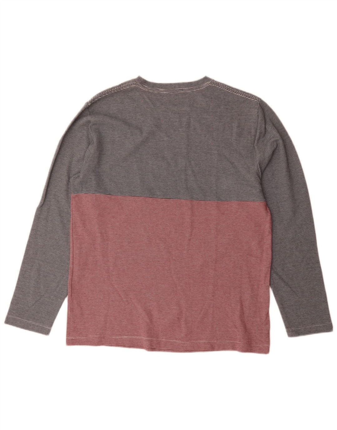French Connection Top da uomo a maniche lunghe in cotone gessato grigio grande