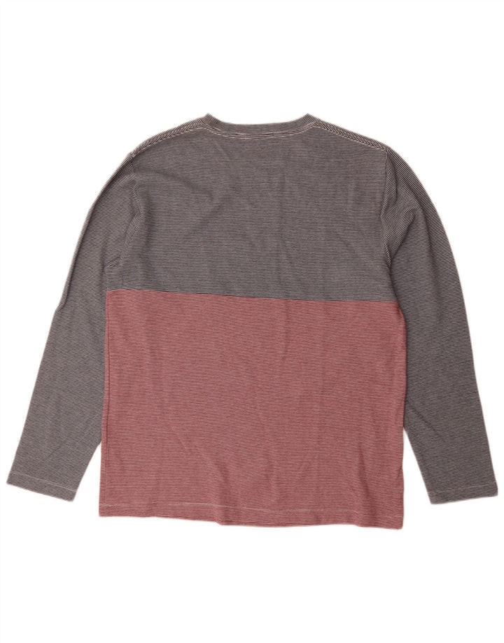 French Connection Top da uomo a maniche lunghe in cotone gessato grigio grande