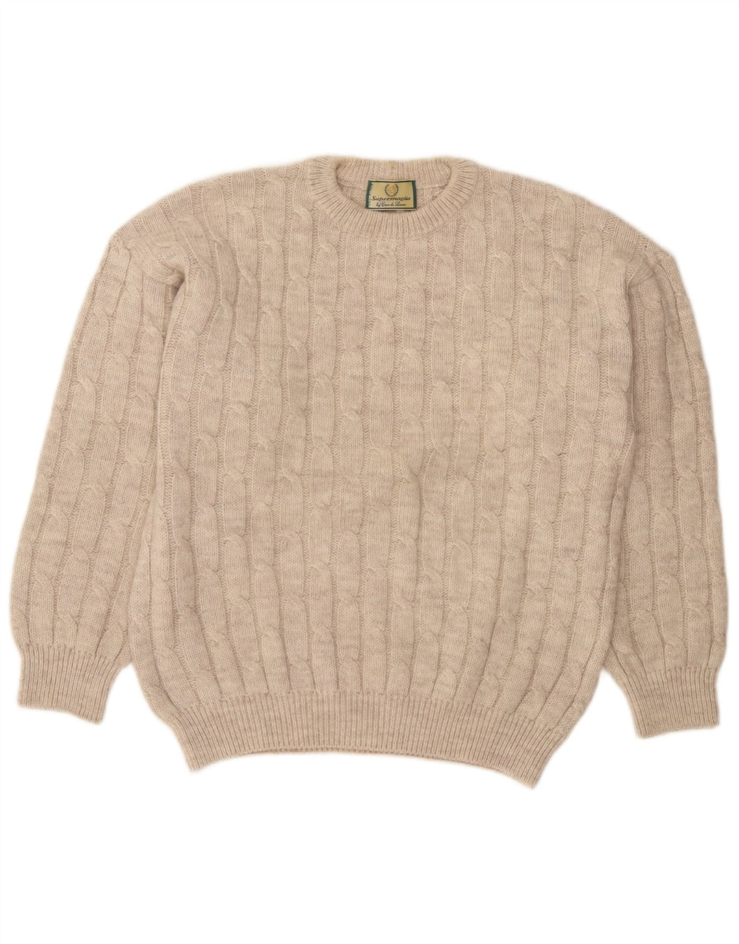 Supermaglia Mens Crew Neck Jumper Sweater Large Beige