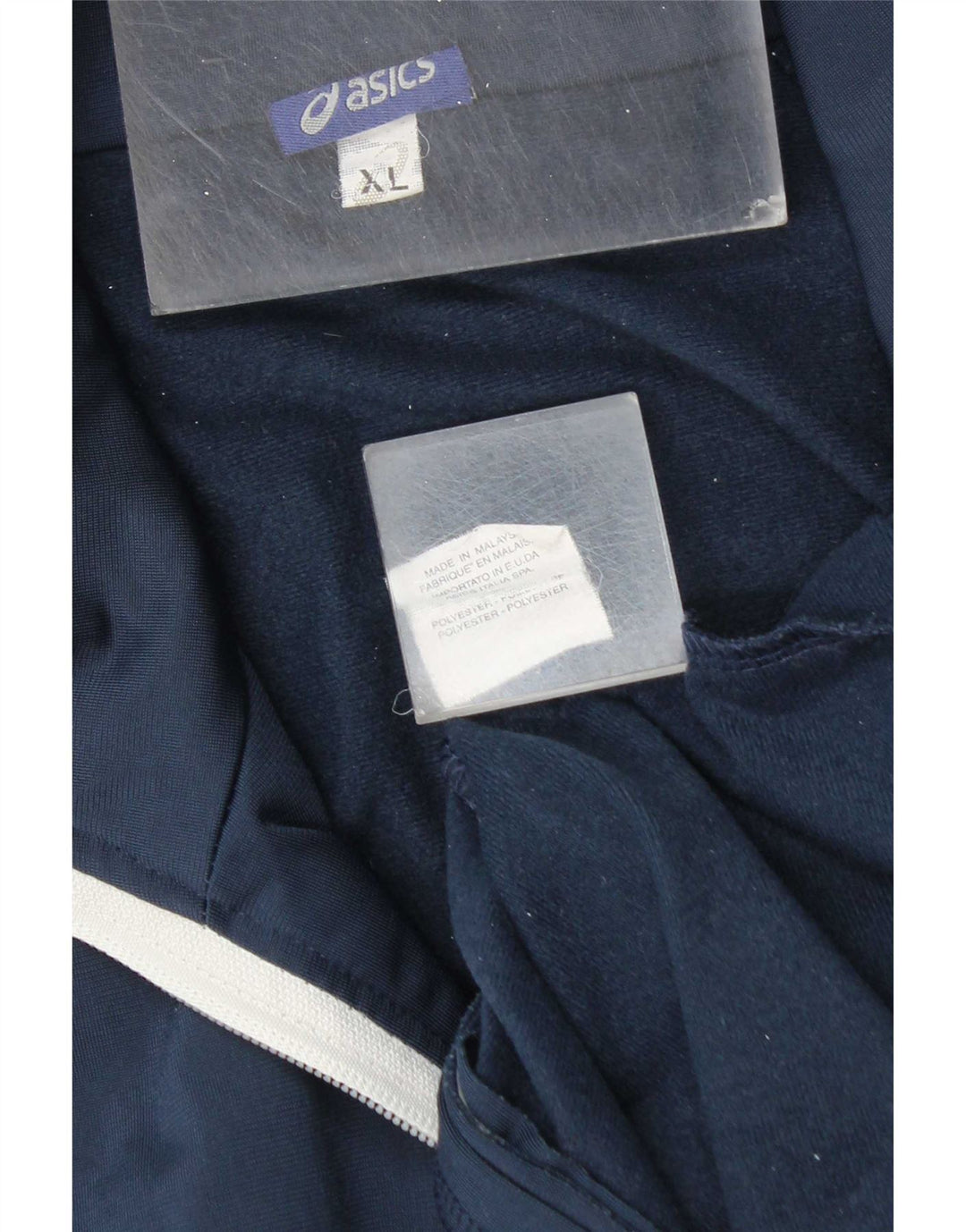 Giacca da ginnastica da uomo Asics XL in poliestere a righe blu navy