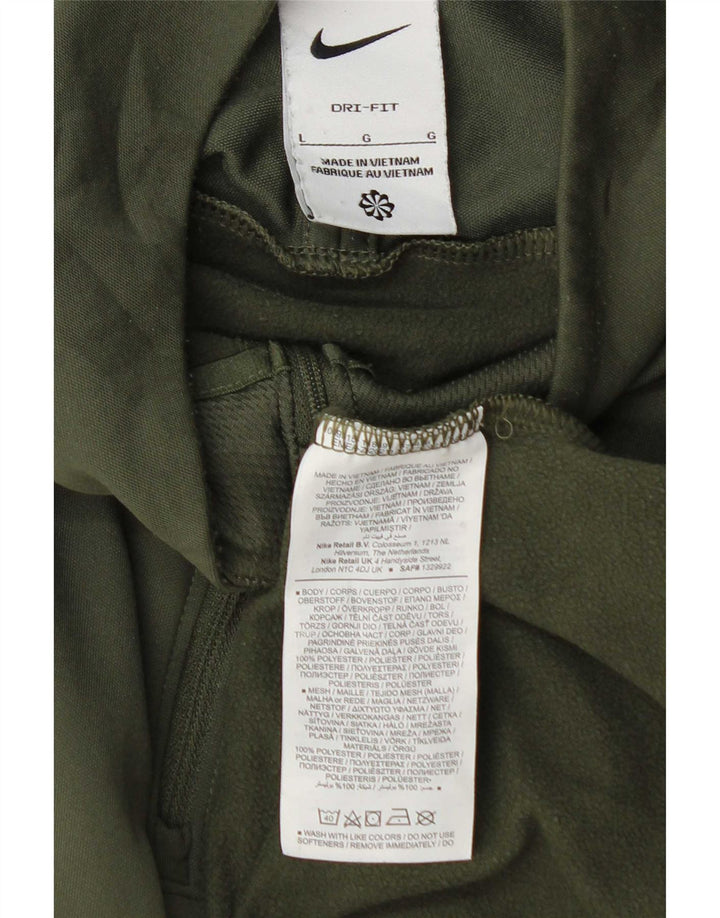Nike Herre Dri Fit Pullover med lynlås-hals træningsdragt Top Stor grøn polyester