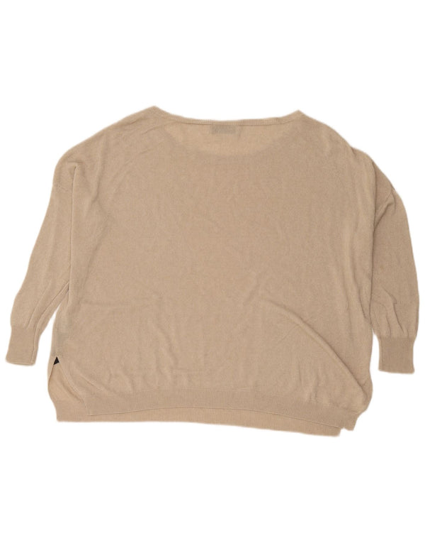 Zara Womens Oversized Boat Neck Jumper Sweater UK 16 Large Beige Viscose