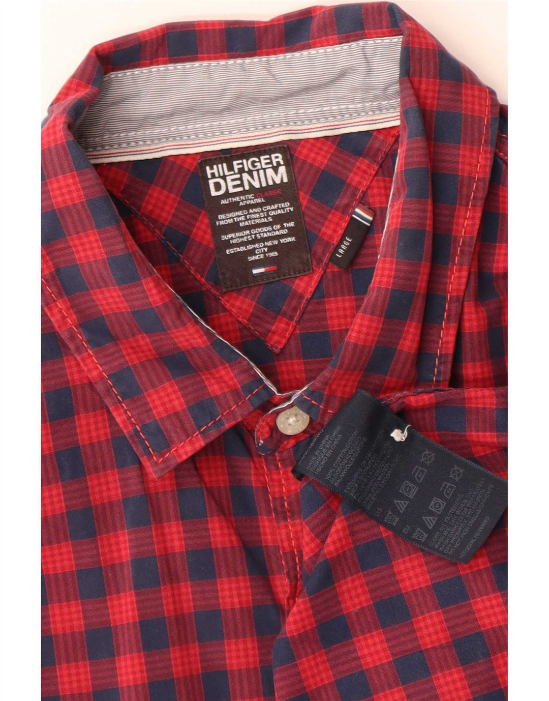 Tommy Hilfiger Mens Shirt Large Red Check Cotton