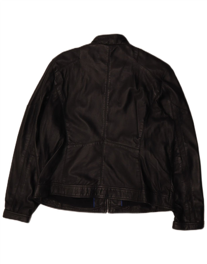 Vintage Womens Leather Jacket IT 44 Medium Black Leather