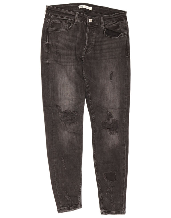 Jeans slim invecchiati da uomo Zara EU 44 Large W34 L28 Cotone grigio